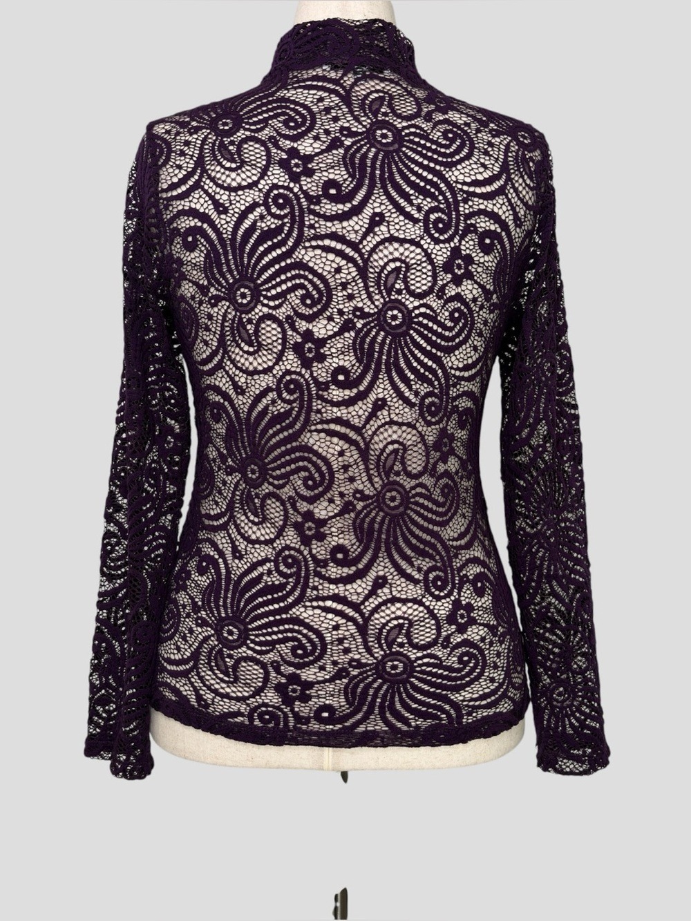 Purple Snow Purple Sheer Lace Top XL Mock Neck Y2K Whimsigoth Dark Fairy Goth - Picture 6 of 12